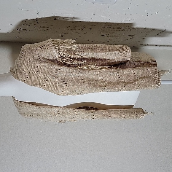 Cupio Open Front Cardigan Sweater Fringe Tassel Longsleeve Lapel Collar Casual M - Picture 3 of 14